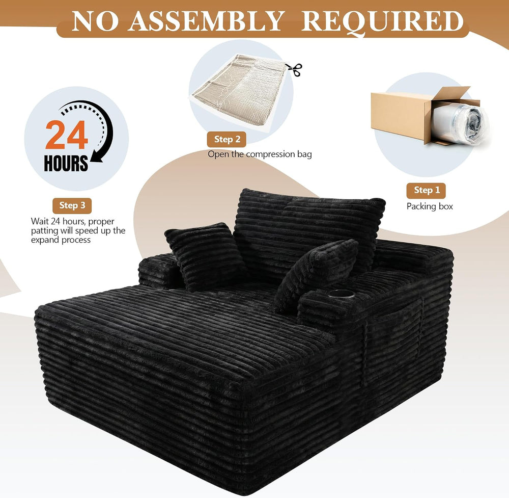 Oversized Floor Chair, Chaise Lounge Chair Indoor, Black | Upholstered Sofa B...
