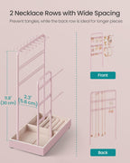 SONGMICS Jewelry Holder, Jewelry Organizer, Jewelry Display Stand with Metal Frame, Velvet Tray, Necklace Earring Bracelet Holder, for Studs, Rings, Christmas Gift, Jelly Pink UJJS021R01