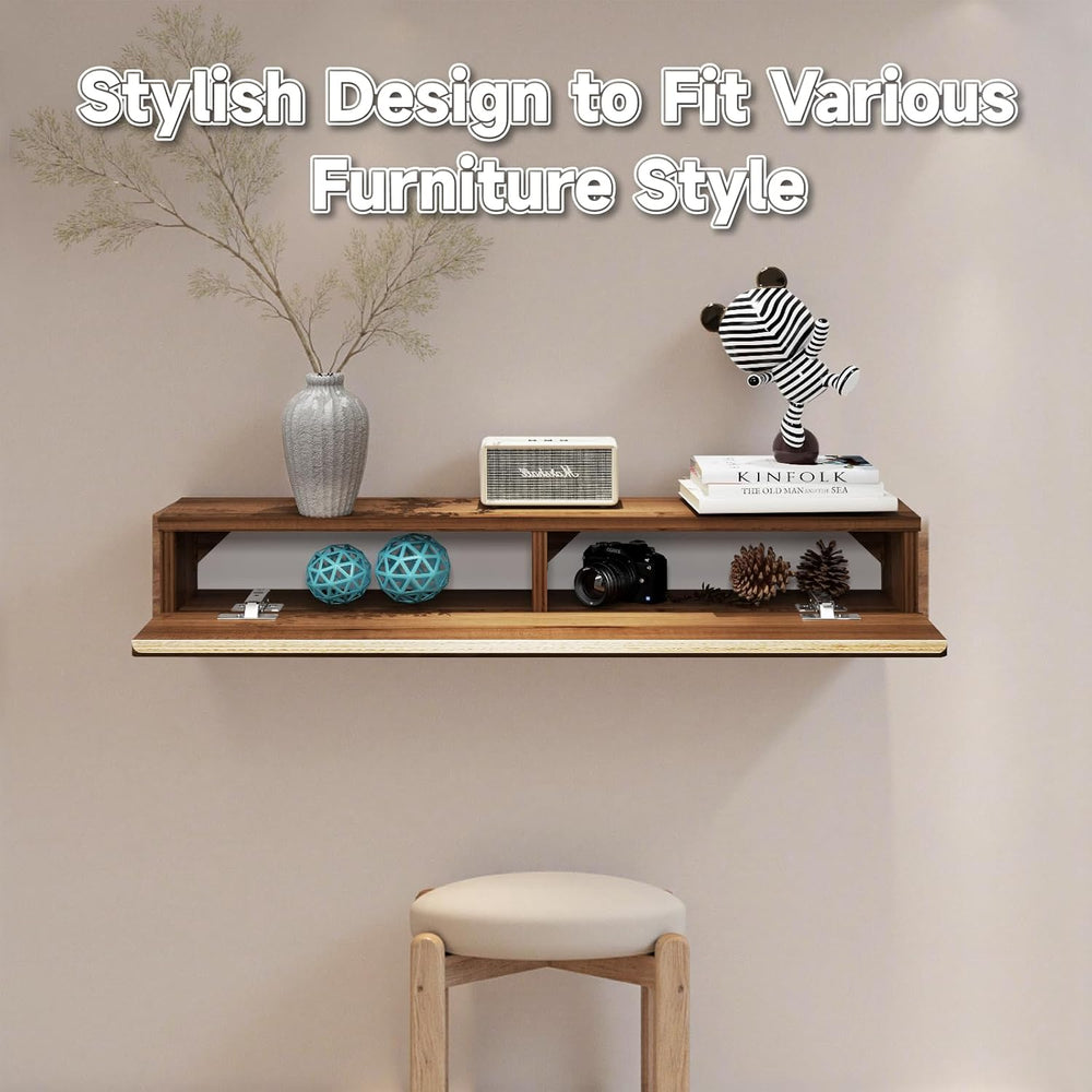 Floating Solid Wood Console Table, 47'' Wall Mounted Narrow Entryway ...
