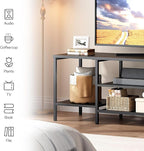 HOOBRO TV Stand with Power Outlets to 65 Inches, TV Console Table with Open Storage Shelves, Industrial Media Entertainment Center for Living Room Bedroom, Black BB40DS01