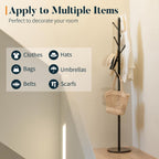 Yoobure Coat Rack Freestanding with Natural Marble Base - Coat Tree with 8 Hooks Heavy Duty Coat Hanger Stand, Metal Coat Rack Stand for Jacket, Hat, Clothes & Bag, Hall Tree Hat Rack for Entryway