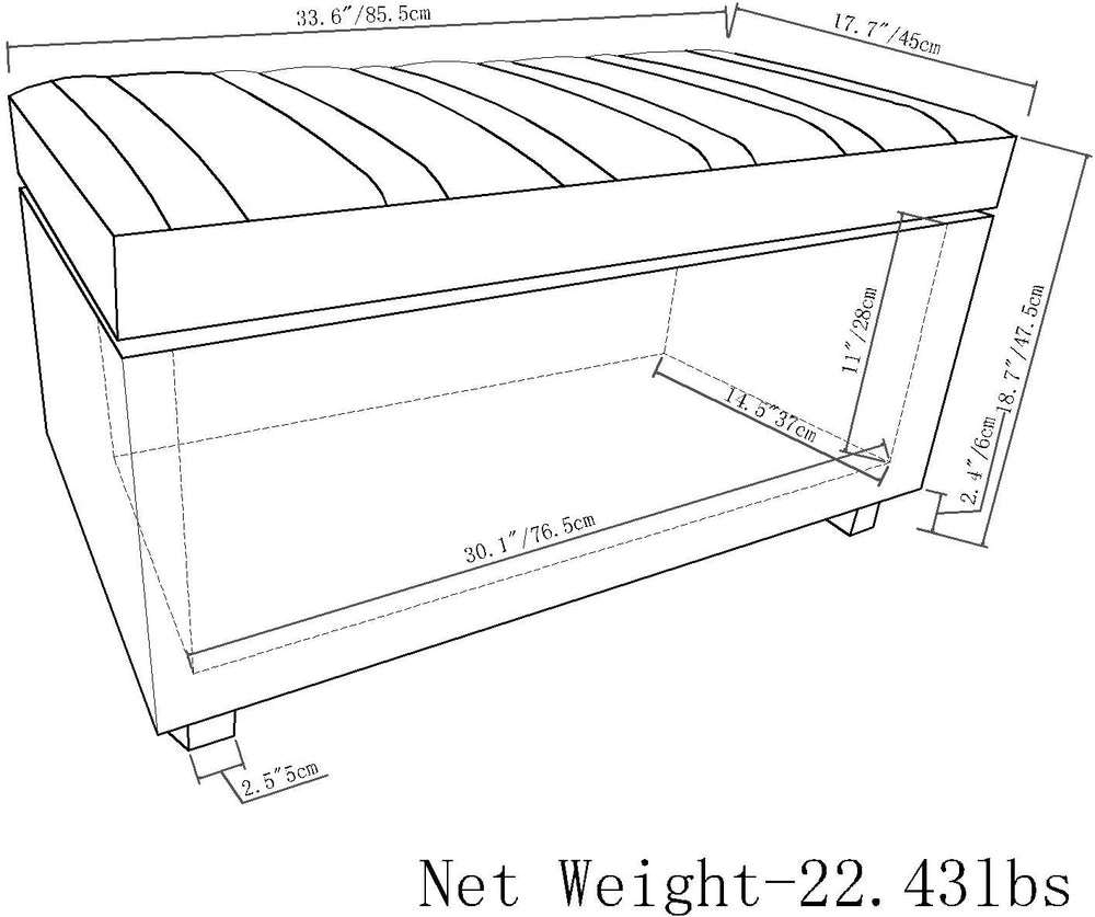SIMPLIHOME Darcy 33 inch Wide Contemporary Rectangle Storage Ottoman Bench in...