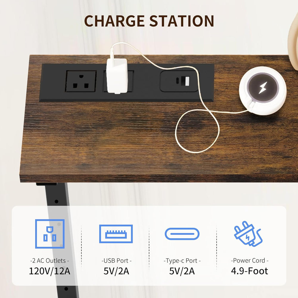 2 Pack Behind Couch Table with Charging Station, 78.8" Long Narrow Sofa ...