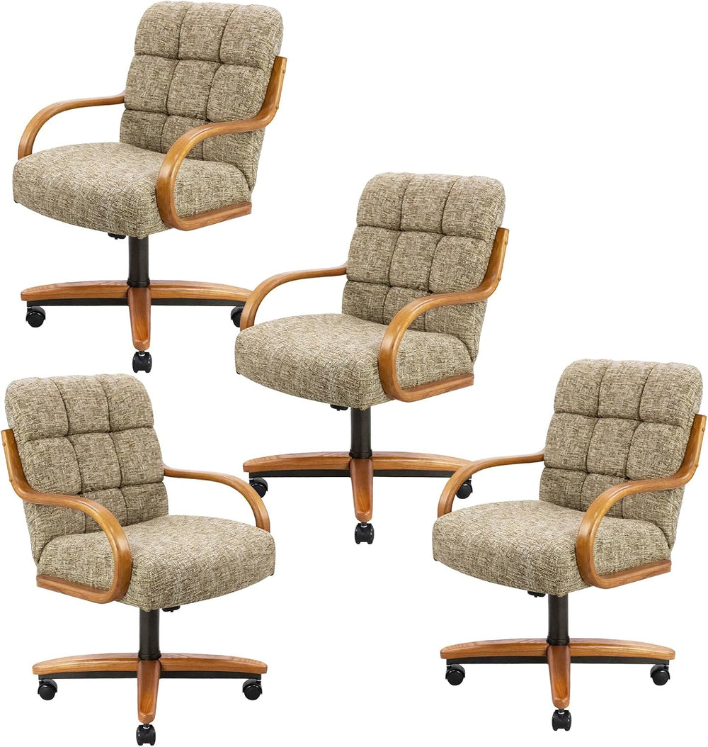 Chromcraft Ryland Swivel-Tilt Caster Dining Chair - Chestnut -Earth - 4pc | U...