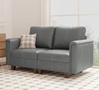 SITJOY 65" Faux Leather Modular Sectional Sofa with Storage, Mid Century Modern Sectional Couches for Living Room, Soft Padded Armrests, Loveseat Sofa, Gray