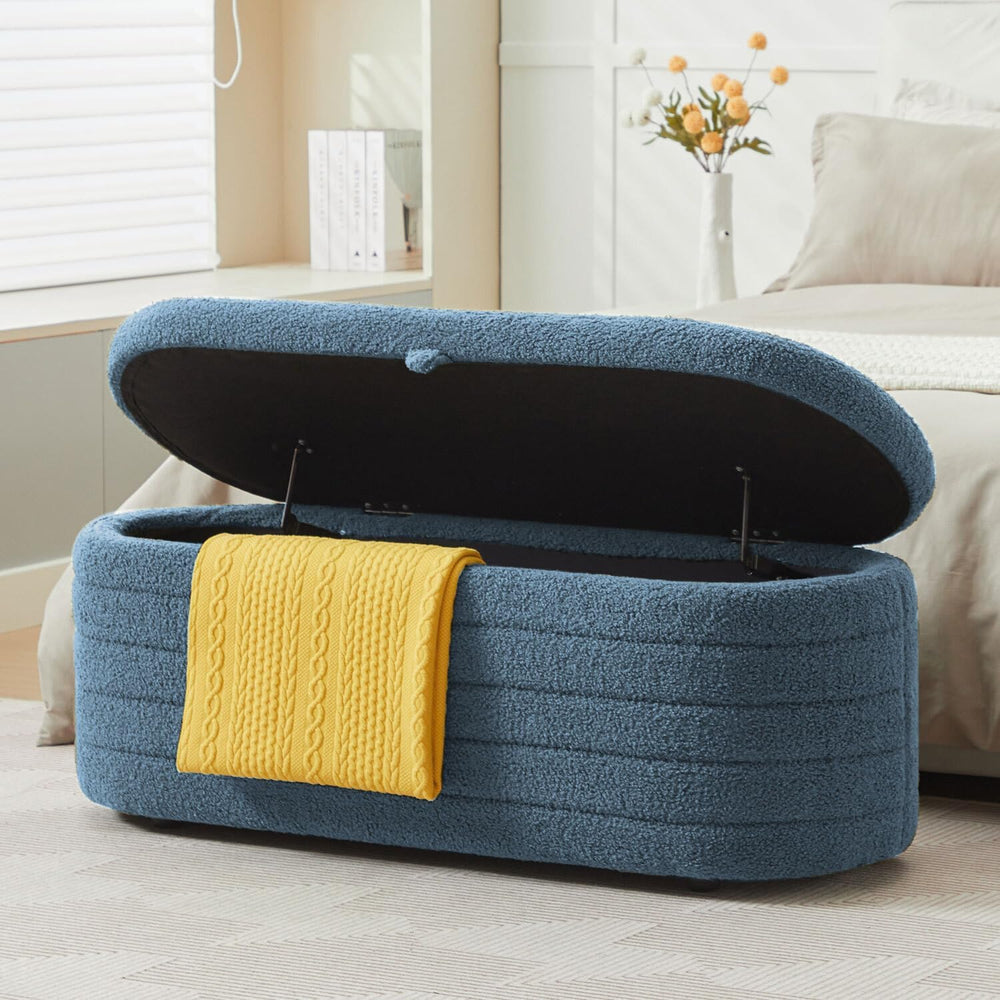 Storage Ottoman Bench End of Bed for Bedroom,45 inch Boucle Upholstered Entry...