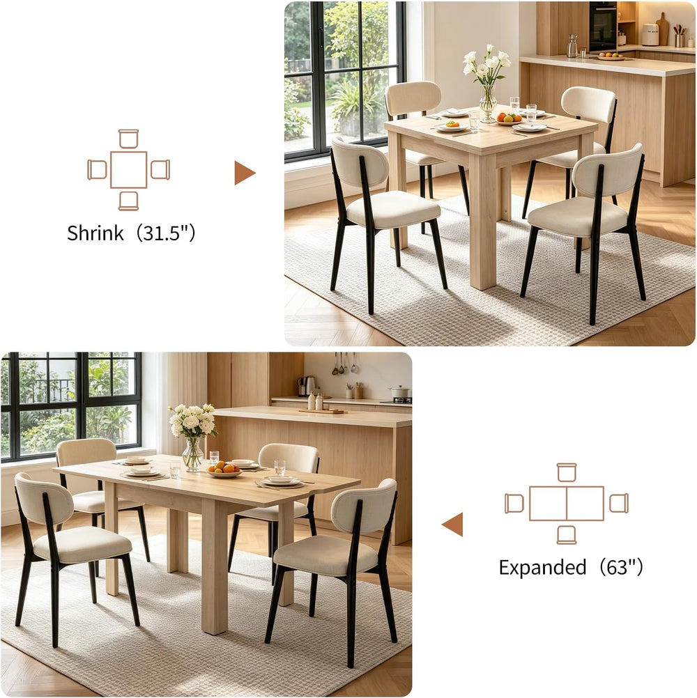 31.5"-63" Folding Dining Table Set for 4, Drop Leaf Table and Chairs