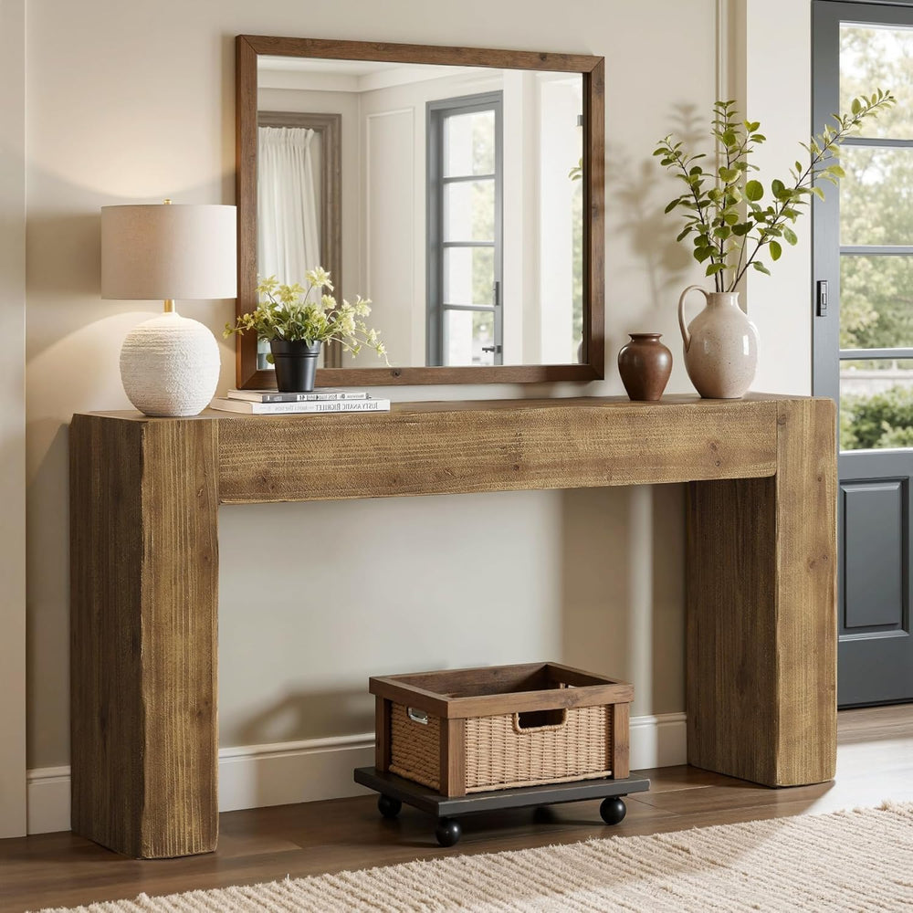 Tribesigns 63-Inch Solid Wood Console Sofa Table, Farmhouse Long Entryway Tab...