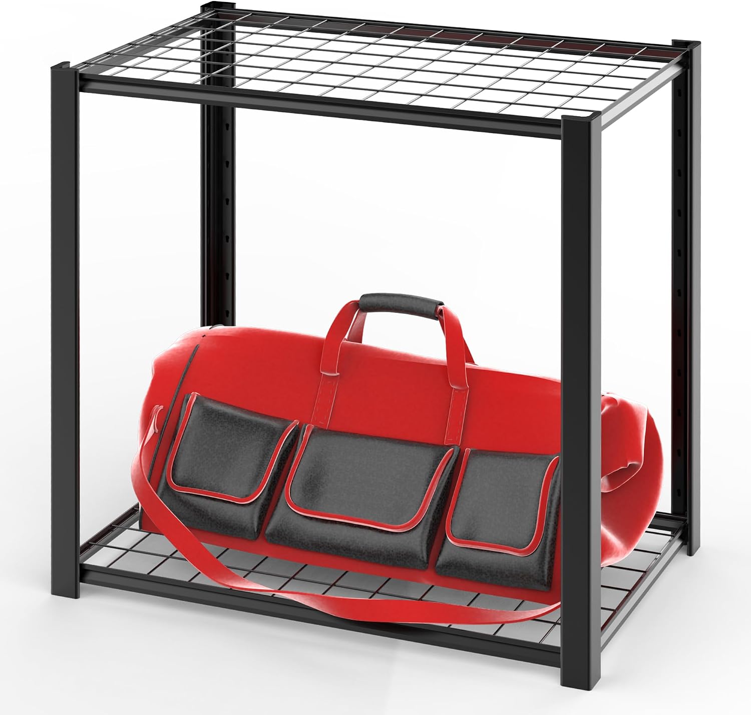 Heavy Duty 2-Tier Garage Storage Shelving Unit, Boltless Metal Rack for Garage Organization, Adjustable Freestanding Steel Shelf, Black