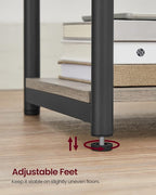 VASAGLE Side Table with Charging Station, 3-Tier End Table with USB Ports and Outlets, Nightstand for Living Room, Bedroom, 11.8 x 13.4 x 22.8 Inches, Plug-in Series, Greige and Black
