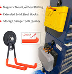 MUTUACTOR Magnetic Hooks,2PCS Storage Magnetic Hooks Heavy Duty Anti-Slide Garage Hanger Magnetic Mounting,Garage Organization for Power Drill,Garden Tools,Hose,Tool Chest,Steel Pegboard,Workshop