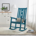 Oversized Outdoor Rocking Chair, Porch Rocker with High Back - Blue | All Weather Resistant rocking chair for Lawn Garden, HDPE Patio Rocker with 350lbs Weight Capacity