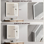 40"x32" Medicine Cabinet Mirror, LED Lighted Medicine Cabinet with Electrical Outlet＆USB, Anti-Fog, 3 Colors Temperature Stepless Dimmable, Aluminum Cabinet for Storage and Mordern Decor