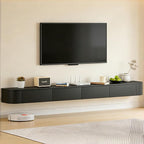 SHGJ&SOFT Floating TV Stand Wall Mounted Media Console with Door Entertainment Centerwith Storage Cabinets, Wall Mounted TV Shelf for Bedroom,Living Room (Black, 78.7IN)