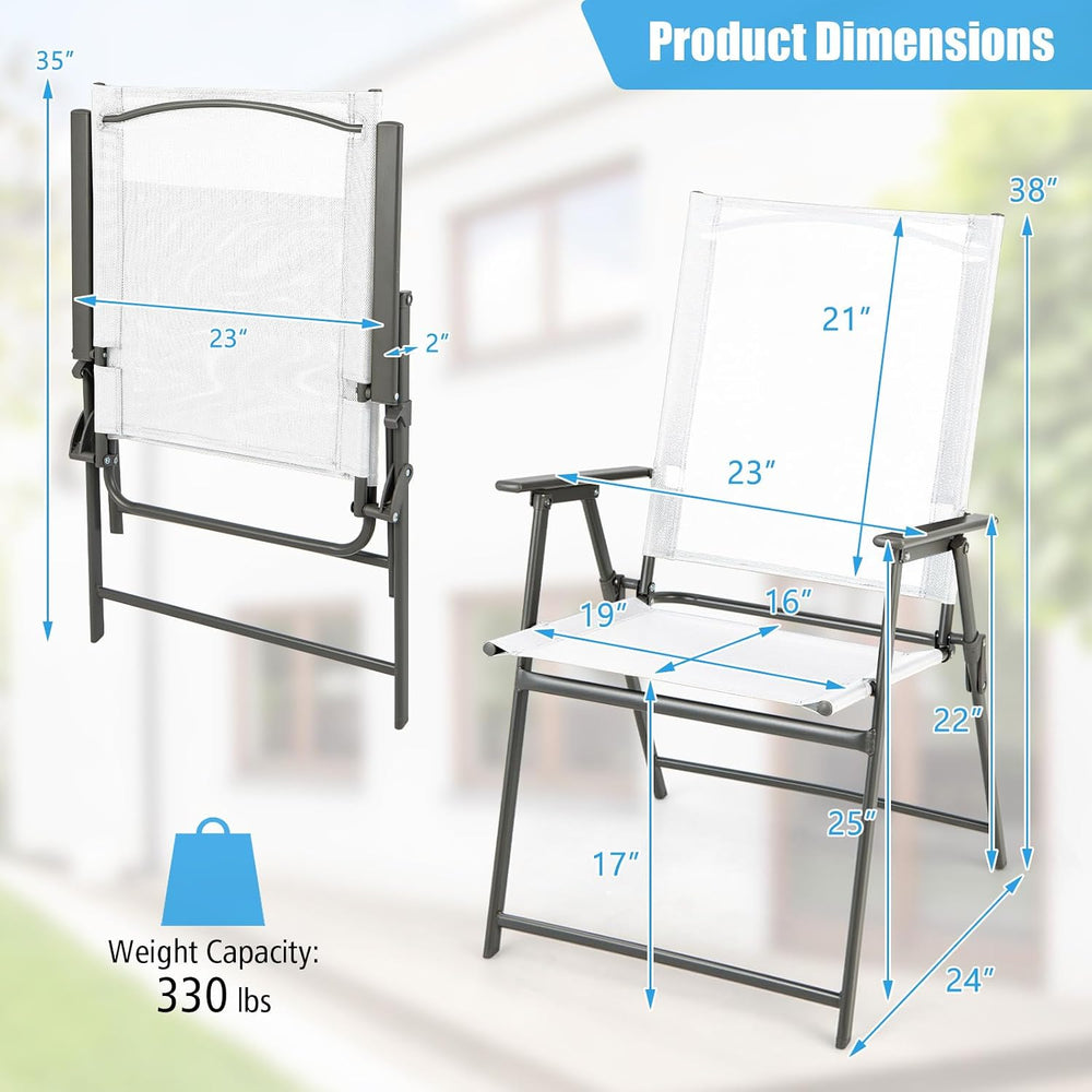 Tangkula Set of 2 Patio Folding Chairs, High Back Dining Chairs with Weather-...