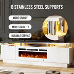 70" TV Stand for Living Room, Entertainment Center & Media Console with Storage, Fits TVs up to 80", Modern TV Cabinet with Shelves, 36" Electric Fireplace (All White)