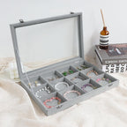 Wudygirl 12 Grid Jewelry Organizer Velvet Jewelry Tray with Clear Lid Jewelry Box Bracelet Holder Display Case Storage Bracelets Rings Earrings Organizer (12 Grid)
