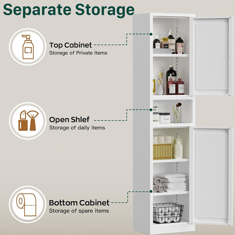 Eltean 67" H Narrow Pantry Cabinet,White,15.7" W | Metal Pantry Cab...