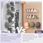 SWTYMIKI Over Door Hat Organizer - 3 Tier Wall Mounted Hat Rack with 2 Adjustable Metal Basket and 3 Hooks, Hanging Baseball Cap Organizer Storage Holds up to 29 Caps for Door, Bedroom, Closet