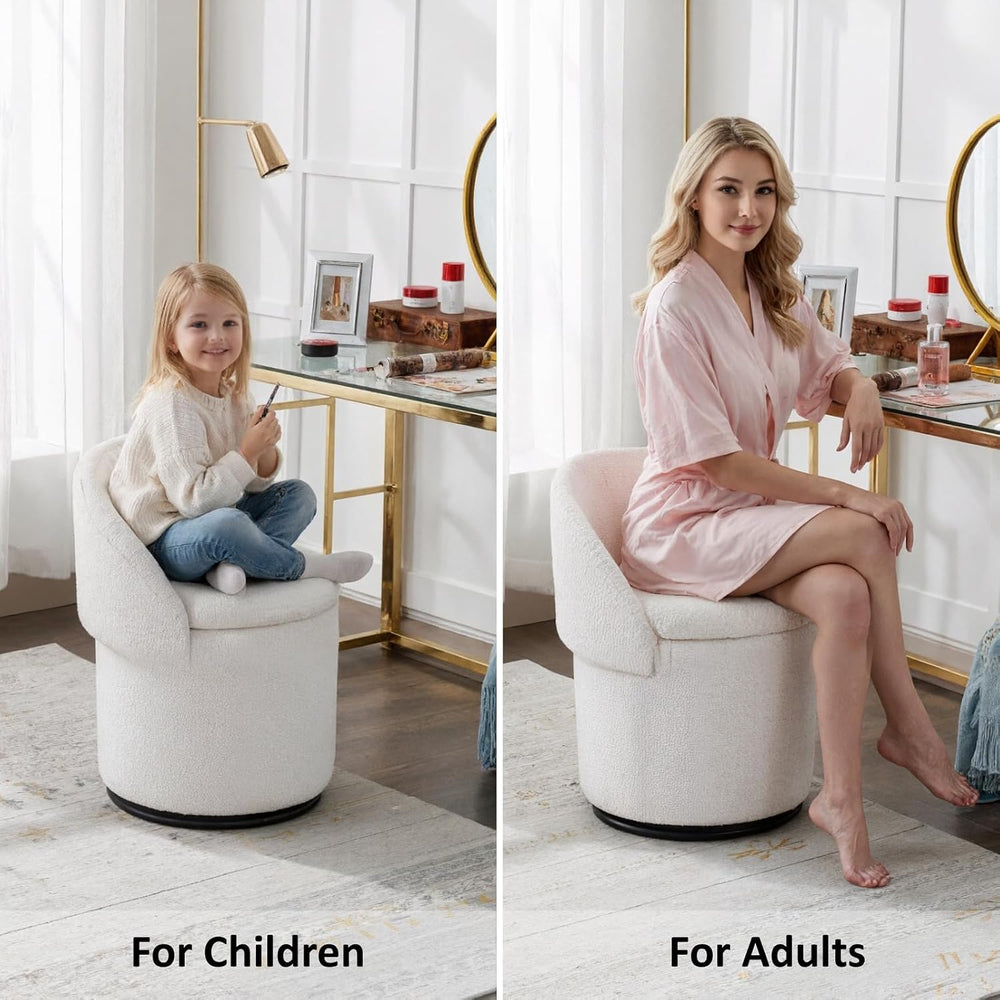 HEAH-YO Modern Vanity Stool Set of 1, Swivel Vanity Ottoman Stool with Storag...