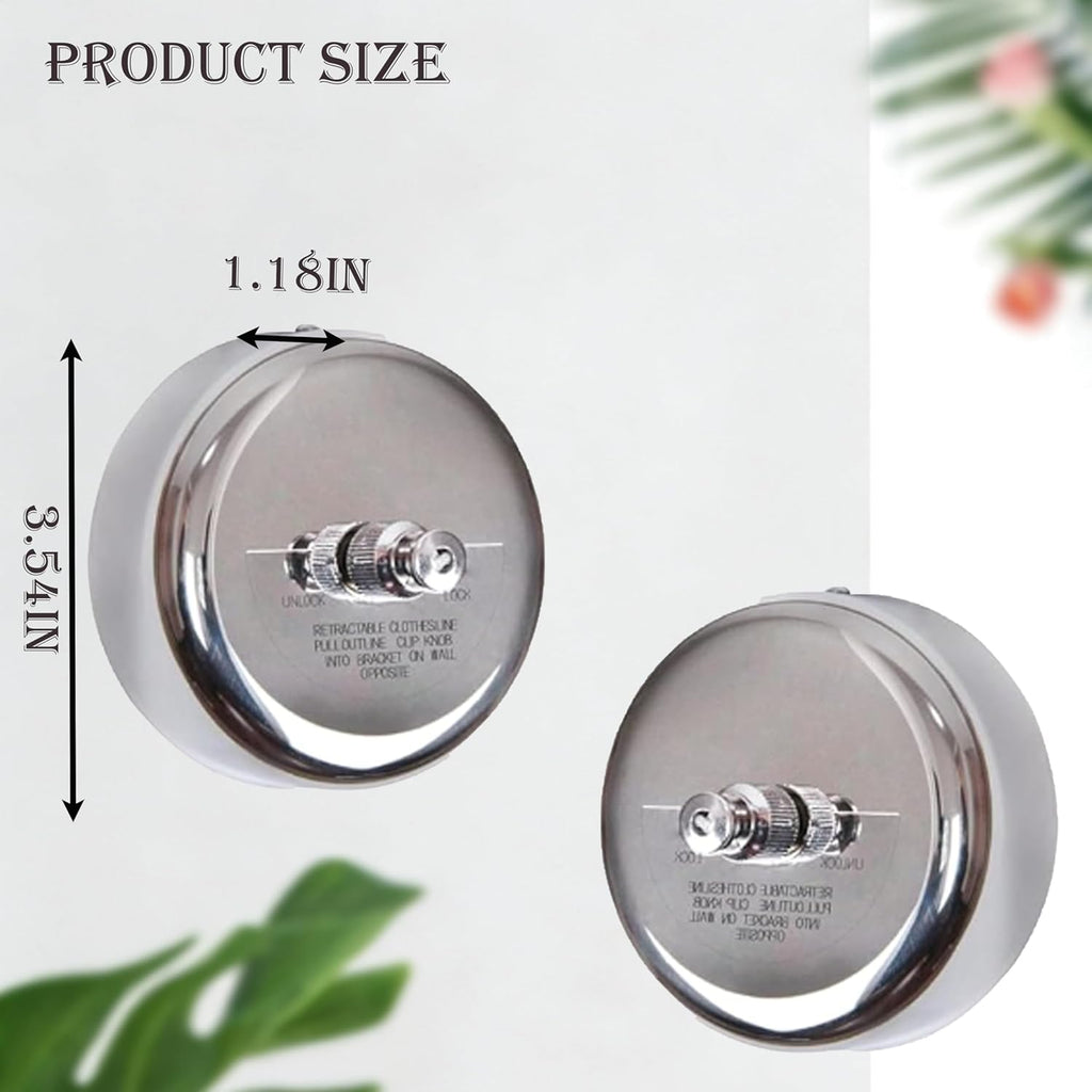 Heavy Duty Retractable Clothesline Indoor Outdoor 2-Pack of Stainless Steel Lines Offers Sturdy, Adjustable Drying Space. Doubles as a Practical Retractable Shower Curtain for Versatile use in Homes