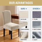 H.VERSAILTEX Dining Chair Covers Velvet Stretch Chair Covers for Dining Room Set of 4 Parson Chair Slipcovers Chair Protectors Covers Dining, Soft Thick Solid Velvet Fabric Washable, Ivory