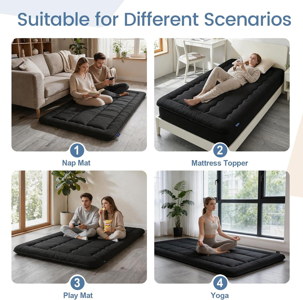 Twin Size Japanese Futon Mattress Foldable Topper Mattress for Floor Tatami F...