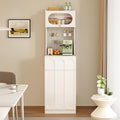 Kitchen Pantry Storage Cabinet with Drawer, Tall Kitchen Storage Hutch Cabinet, Assembly Required, Coffee Bar Workstation, for Dining Room, Living Room(White,170x50cm/66.9x19.7in)