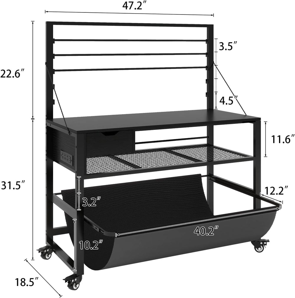 Natwind Wide Format Printer Stand, Plotter Workbench Table,Black
