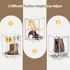 Tall Boot Storage Box Super Large Boot Storage Organizer for Closet Clear XX-Large Acrylic Dispaly Case with Magnetic Lids for Shoe,Helmets,Figures