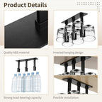 4 Pcs Wine Glass Rack, Under Cabinet Stemware Organizer, Inverted Hanging Draining Dustproof Plastic Cup Storage Holder with Mounting Screws & Glue, Ideal for Kitchen, Bar and Dining Room (Black)