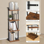 Bookshelf, 4-Tier Bookcase, Vertical Tall Narrow Book Shelf for Small Space, Open Storage Display Shelf with Stable Base & Anti-Tip Kits, for Living Room, Study, Rustic Brown BKHR11401