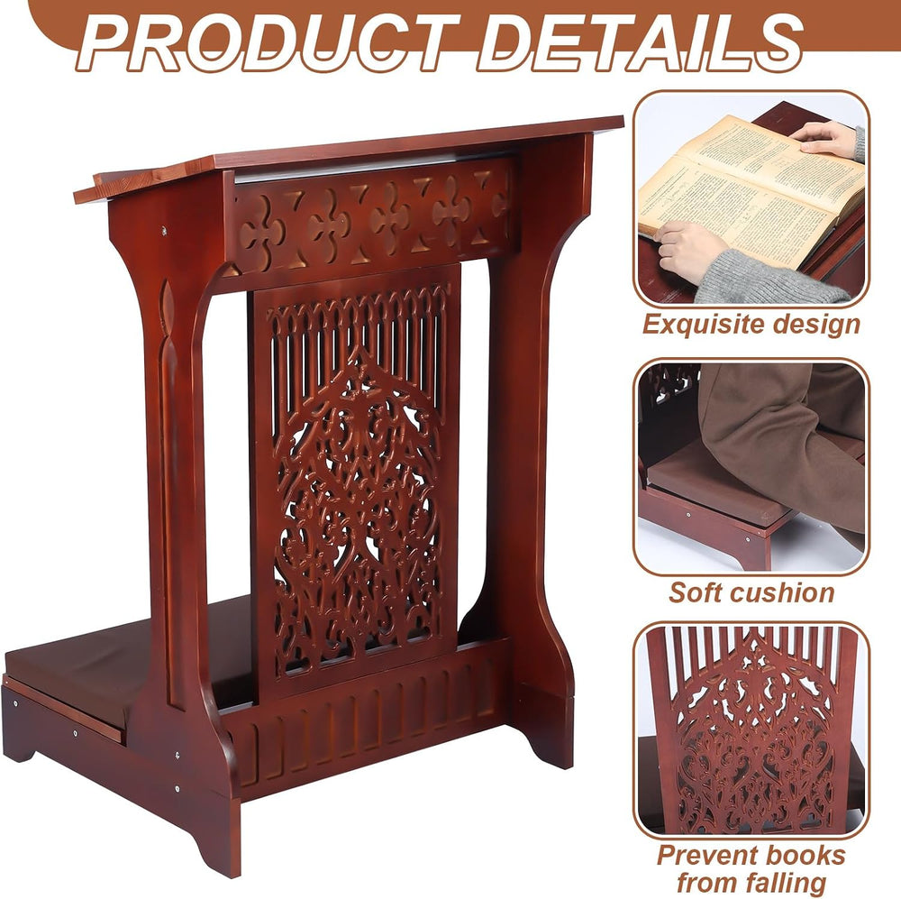Colingmill Tree of Life Church Prayer Bench Stool Wooden Padded Kneeler with ...
