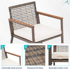 Verano Garden 3 Pieces Rocking Bistro Set, Conversation Bistro Set | Outdoor Chairs and Table Set, Wood Armrest, Soft Cushions, Small Porch Set, Balcony Set, Garden, Patio, Yard, Mix Brown