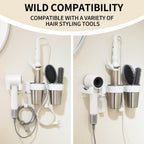 Hot Tools Organizer, Hair Tool Organizer Wall Mount Aluminum Alloy, Space-Saving Curling Iron Holder for Vanity & Bathroom with Stainless Steel Cups White