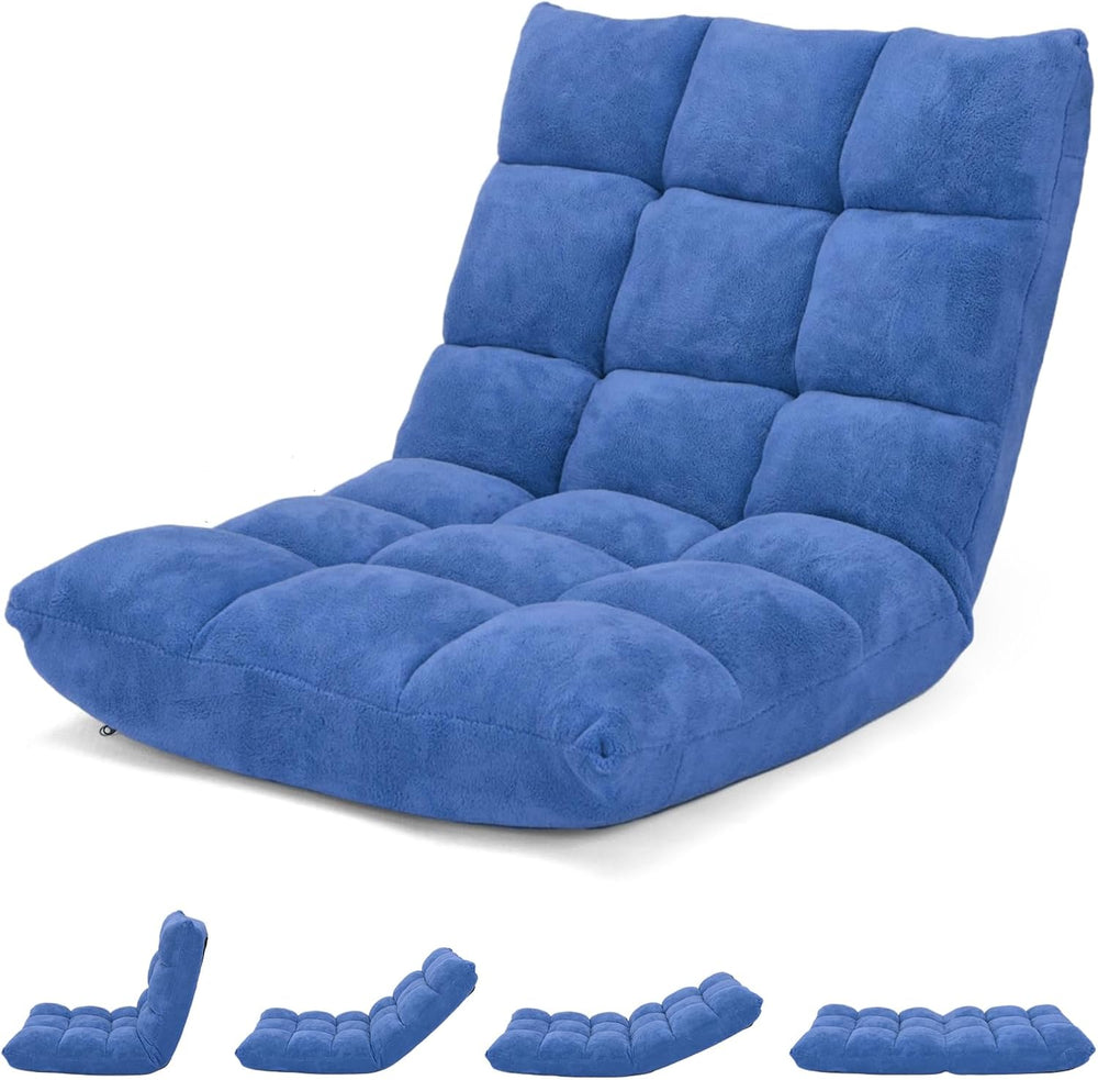 S AFSTAR Cushioned Floor Chair, 14-Position Adjustable Padded Lazy Recliner w...