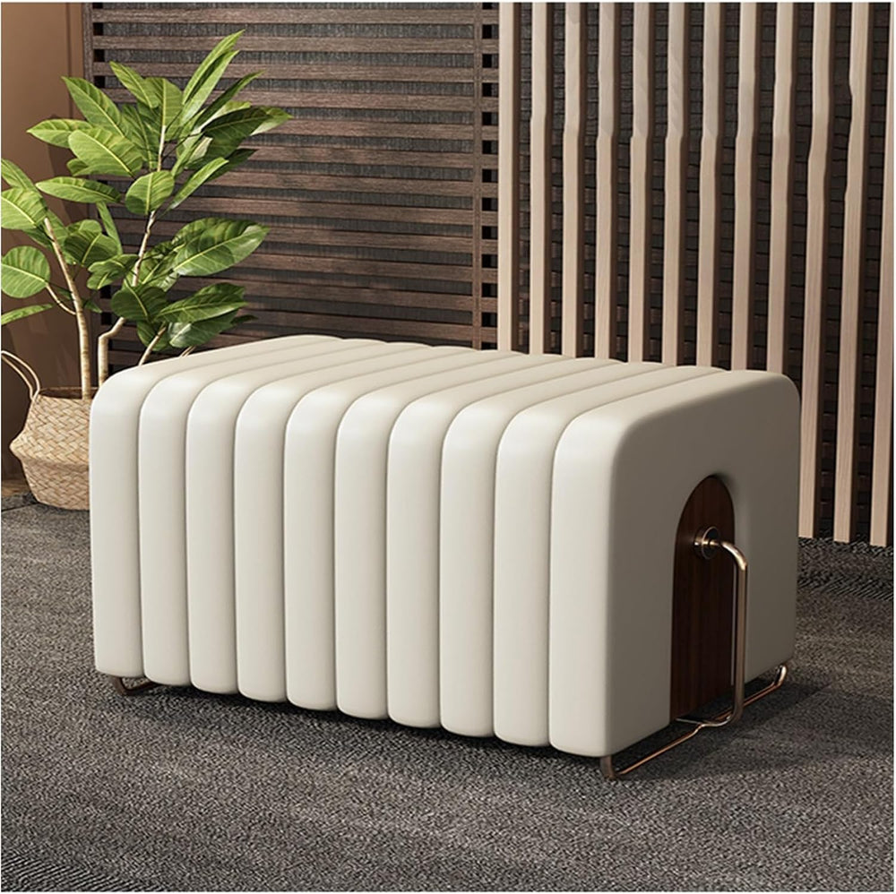 Modern Upholstered Pu Leather Bench Ottoman,Modern Tufted Long,Faux Fur Entry...