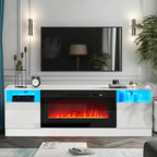 oneinmil Fireplace TV Stand with 36" Electric Fireplace, LED Light Entertainment Center, Modern Wood Texture Highlight Storage Cabinet for TVs Up to 80", 70 inches,White