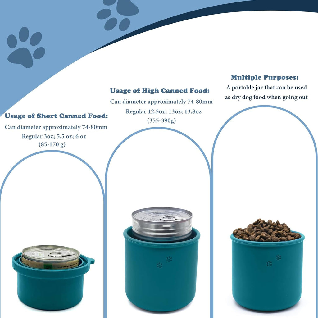 Original Canned Dog Food Storage Container | Silicone Can Cover Pet Food Sealer | BPA Free, Airtight, Dishwasher & Freezer Safe (2 Pcs Dark Blue)