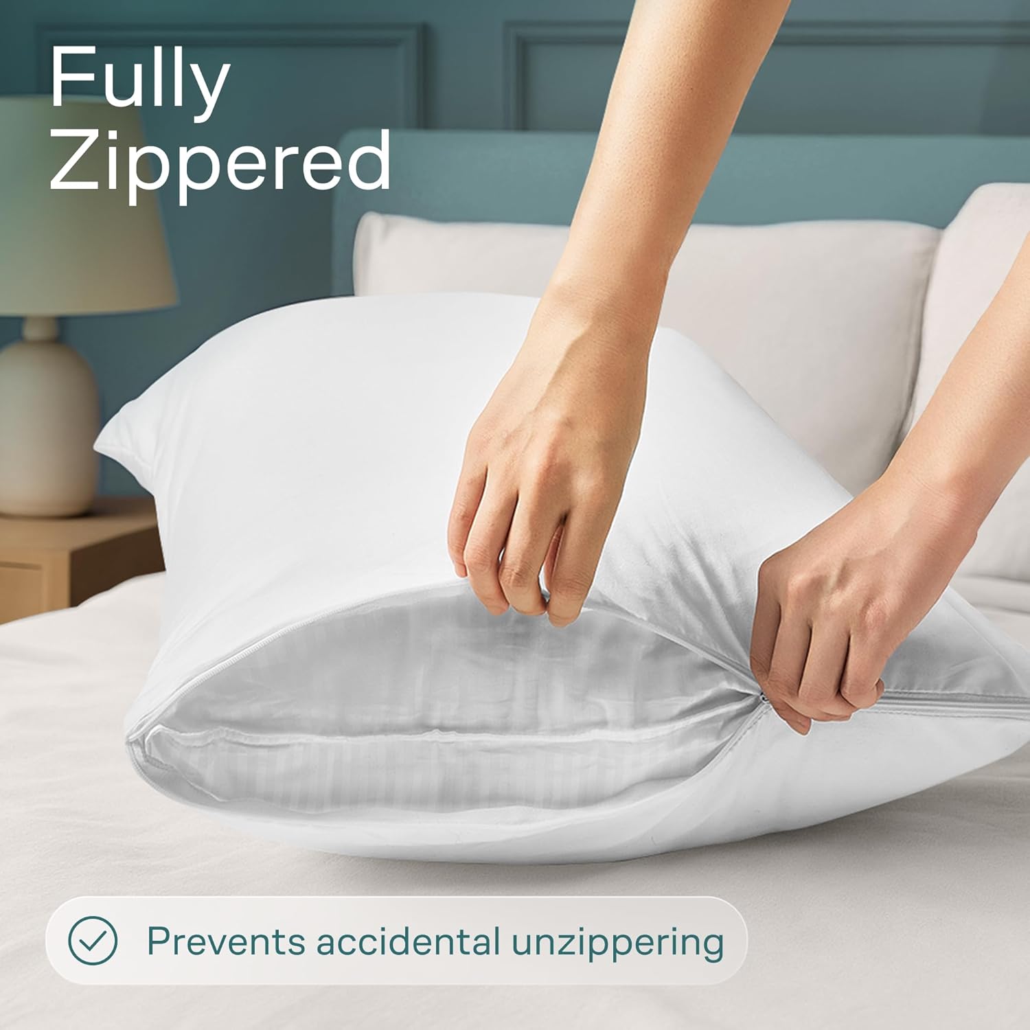 Niagara 12 Pack Waterproof Pillow Protectors Queen 20x30 Inches Smooth Zipper Premium Encasement Covers Quiet Cases Set White