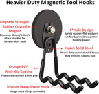 ULIBERMAGNET Magnetic Hooks - Heavy Duty Power Tool Organizer with Large Magnets, 2 Pack for Drill & Garden Tool (Black)