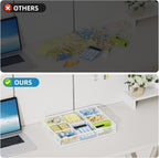 Marbrasse Desk Drawer Organizer, Metal Mesh Drawer Organizer Tray with 5 Adjustable Compartments,Desk Organizers and Accessories for Home,Office,Kitchen,Makeup,Vanity (White)