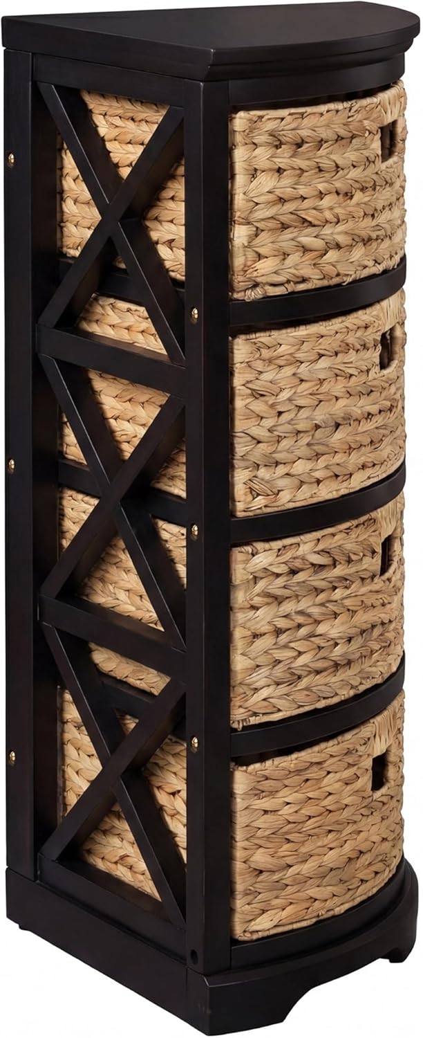 eHemco Hampton Meadows 4 Tier X-Side Corner Table Storage Cabinet with 4 Wick...