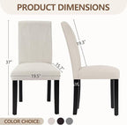 VECELO Upholstered Dining Chairs Set of 2, Modern Fabric and High Back & Solid Wood Legs, Parsons for Kitchen/Living Room- Beige