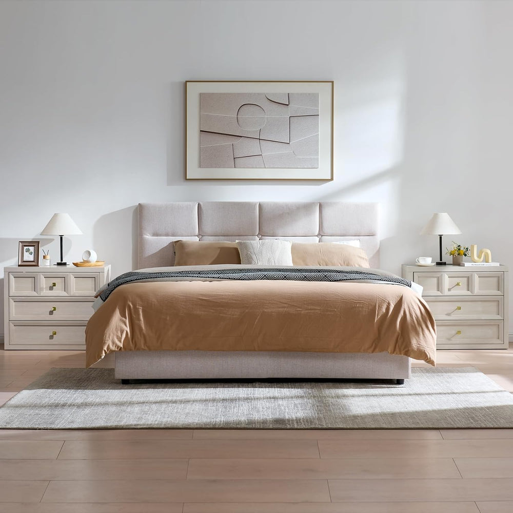 Nightstand Set of 2 W/Charging Station, 30.7" W King Size Bedside Table ...