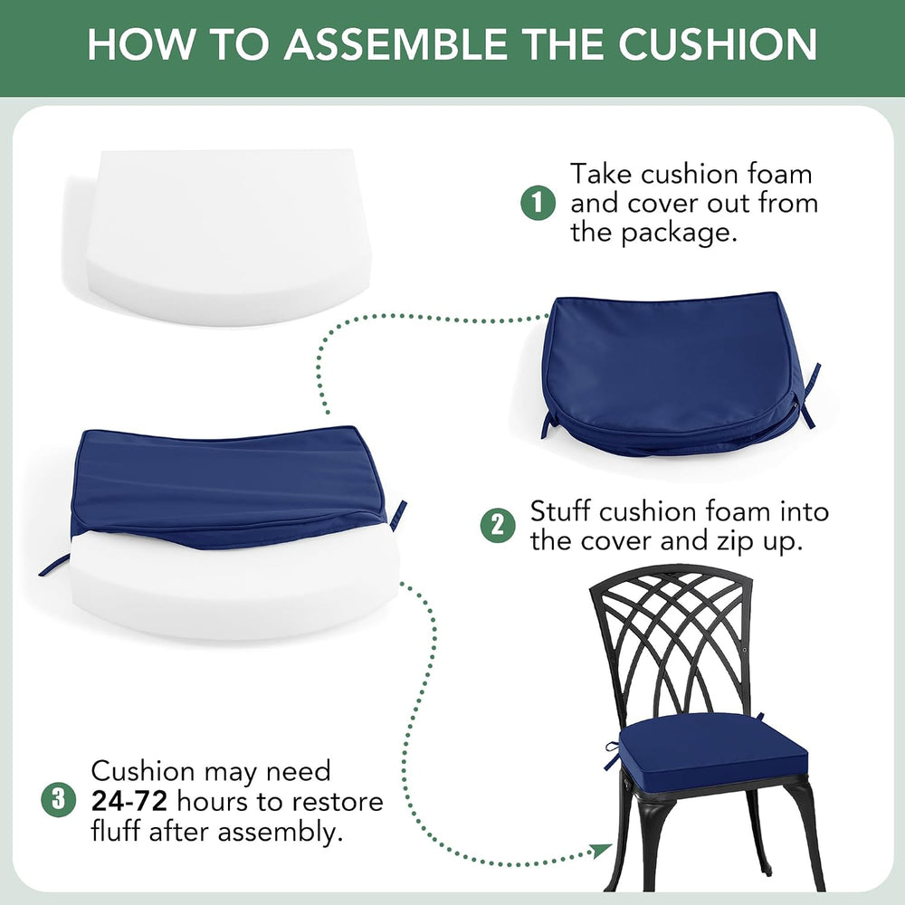 Summsun Outdoor Chair Cushions D-Shape, 17 x 16 Inch, Navy, Set of 4