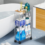 Yieach Clear 4 Tier Slim Rolling Storage Cart with Wheels,6.3″W Thin Shelf,Bathroom Storage Cabinet,Skinny Laundry Cart,Narrow Laundry Room Cart Between Washer and Dryer,Skinny Shelves for Small Space