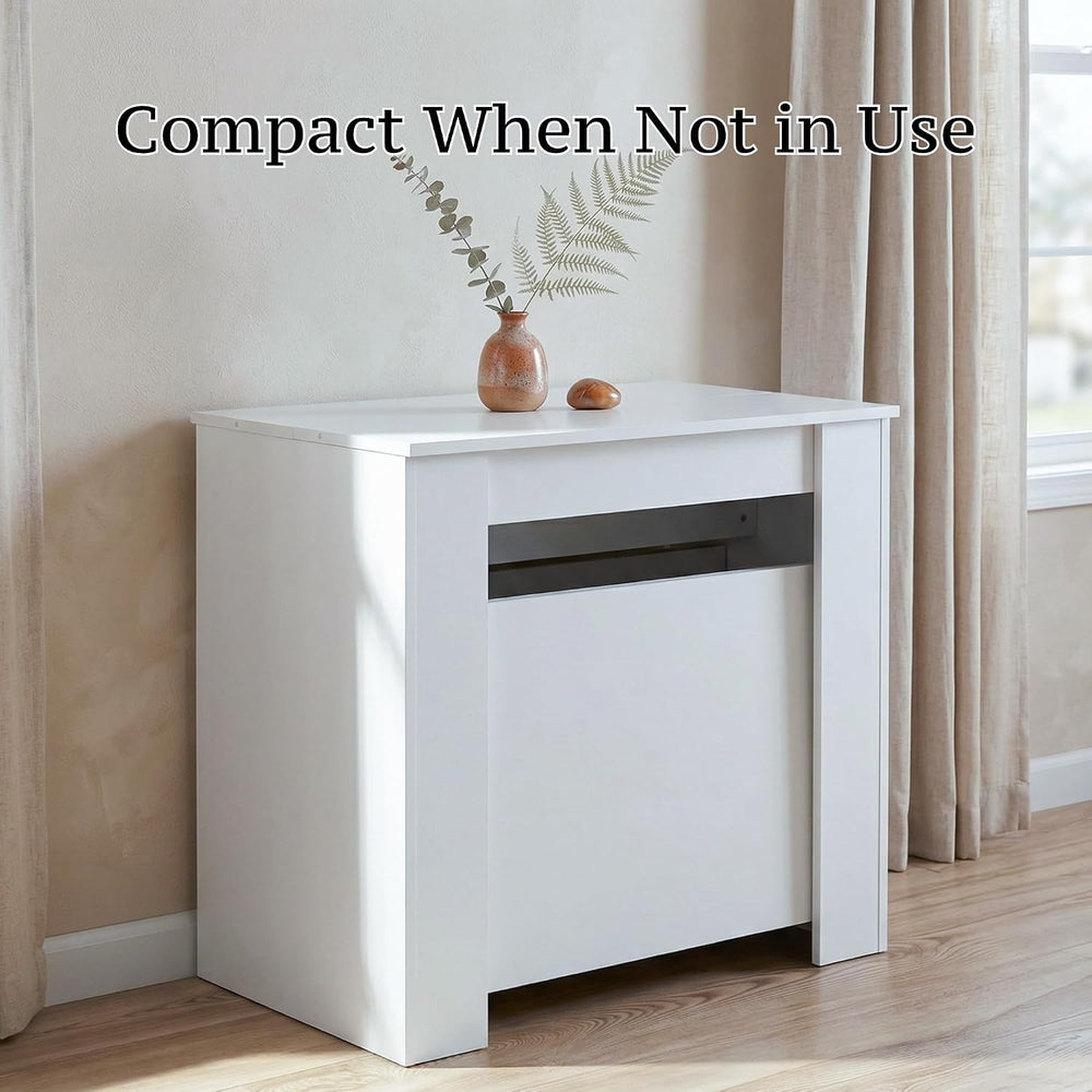Transformer Table Expandable Dining Table - Modern White Rectangular Furnitur...