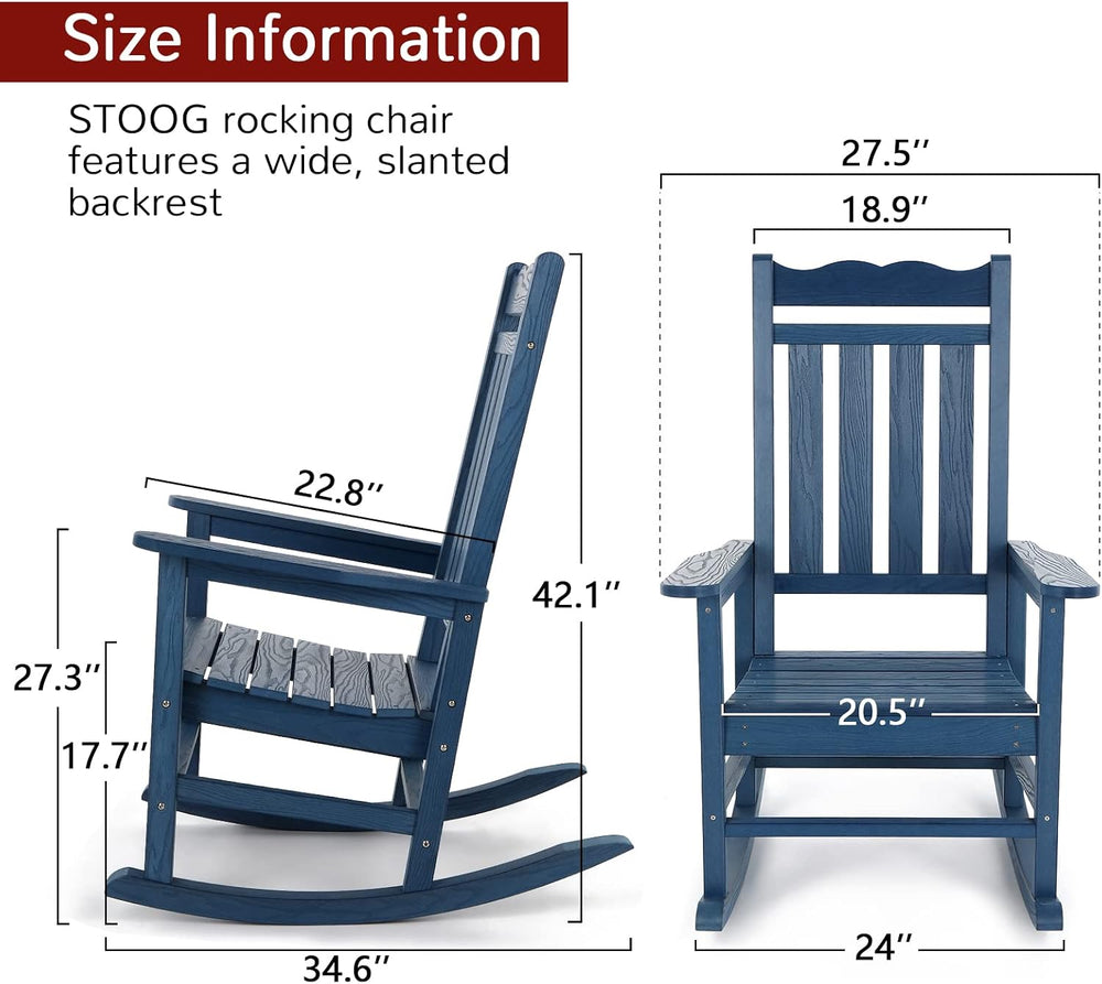 Stoog All-Weather Patio Rocking Chairs Set of 2, Outdoor Rocking Chair with 4...
