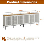 Farmhouse TV Stand for 100 Inch TVs, 2-in-1 Entertainment Center with Storage Cabinets & Metal Base, Antique White Media Console for Living Room